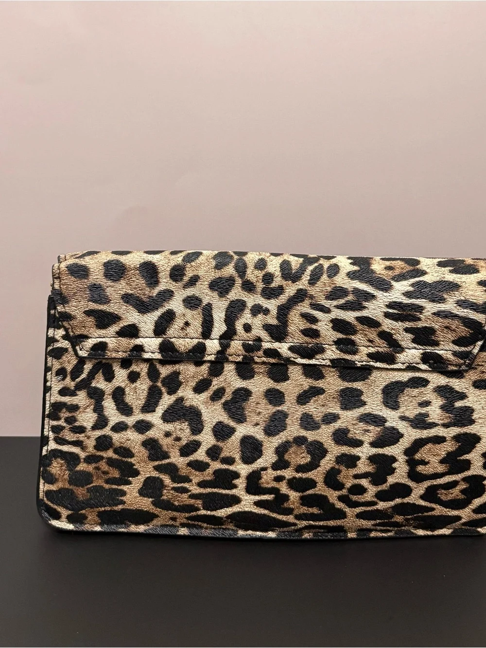 Leopard Print Women's Clutch - Brown/Black